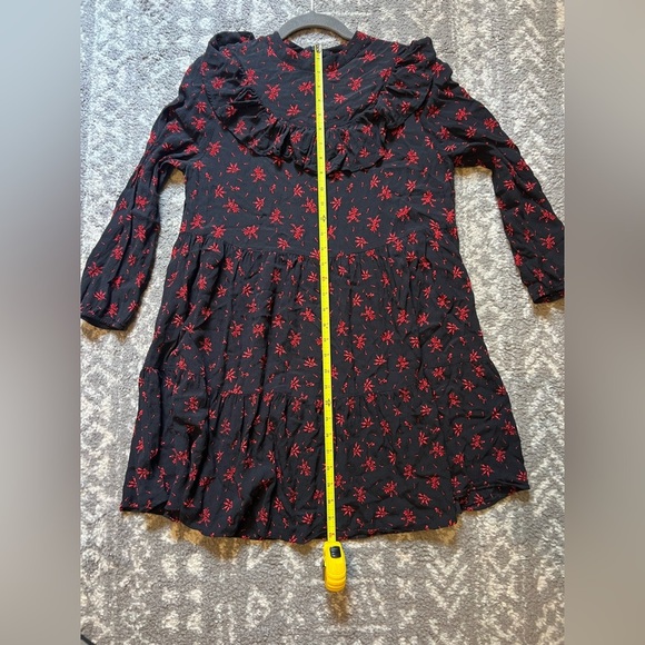 Zara Size M Black Ruffled Mini Dress (i108) - Picture 8 of 11